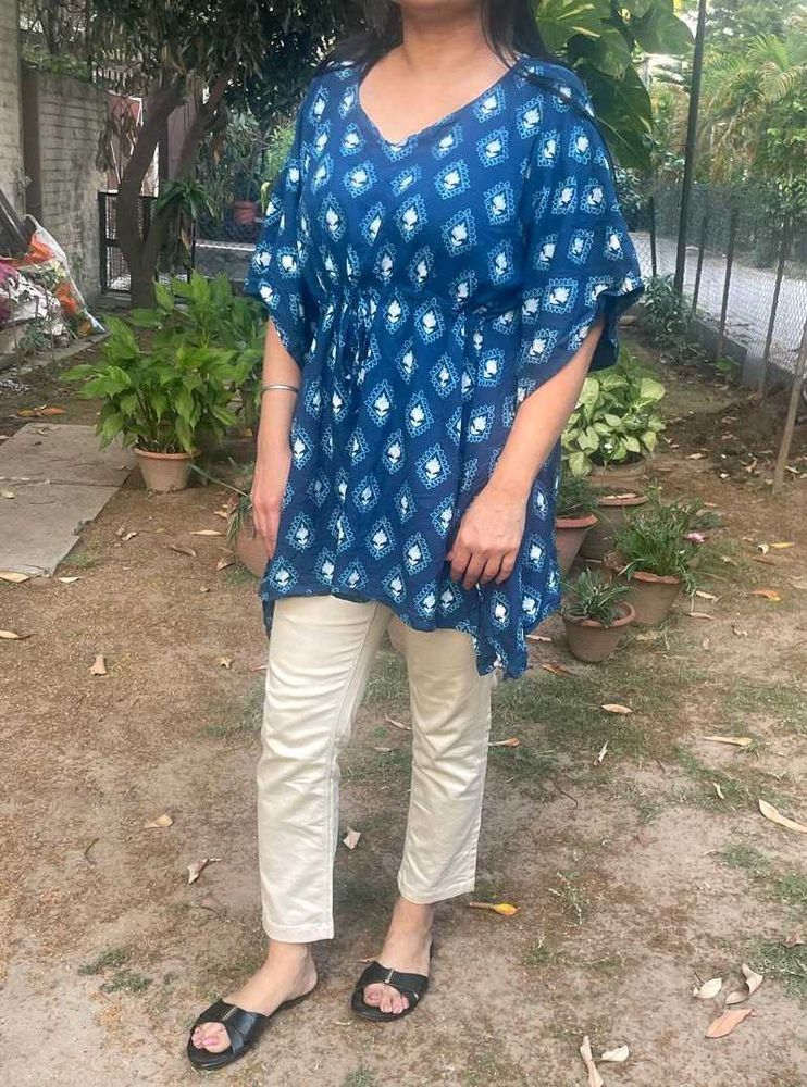 Blue Printed Kaftan top