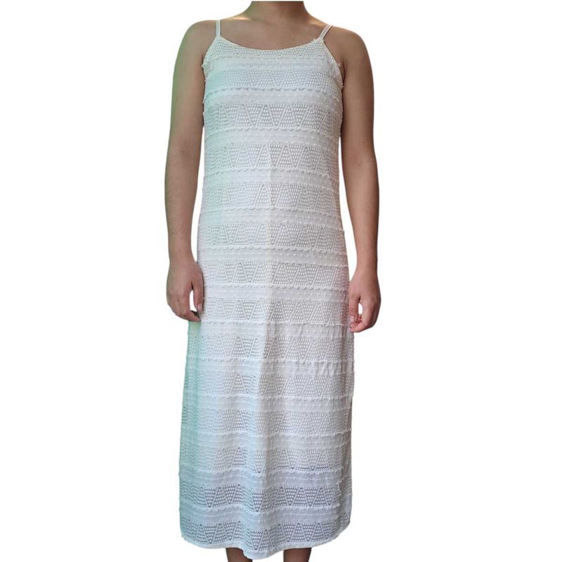 Elegant White Crochet Maxi Dress