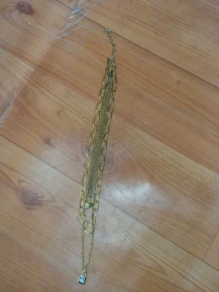 Layered Gold Tone Chain Necklace