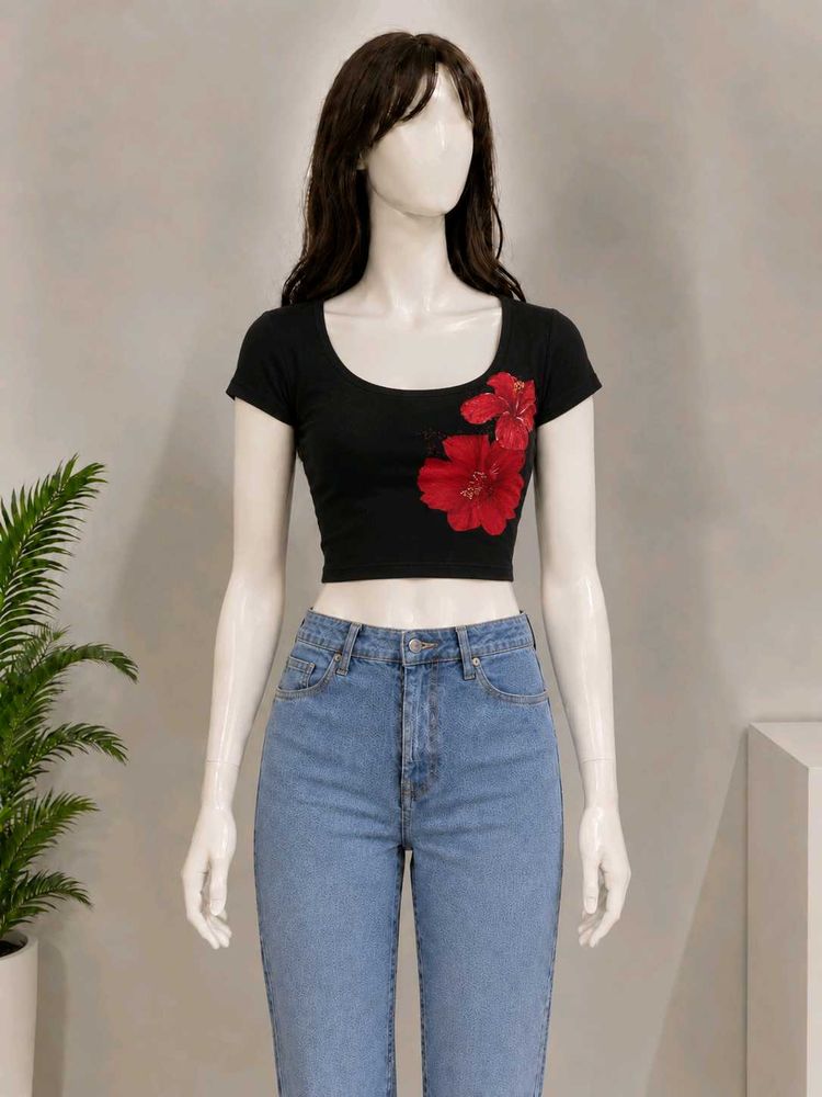 Stylish Floral Print Crop Top