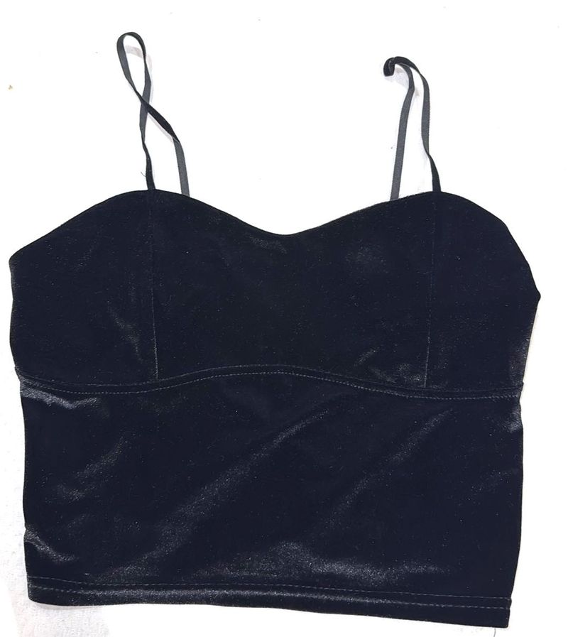 Black Velvet Crop Top