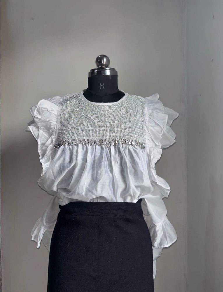 Elegant White Embellished Top