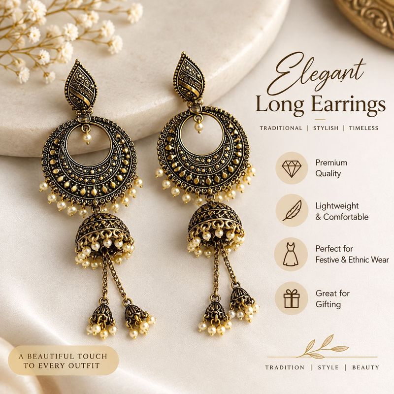 Antique Oxidized Jhumka Earrings