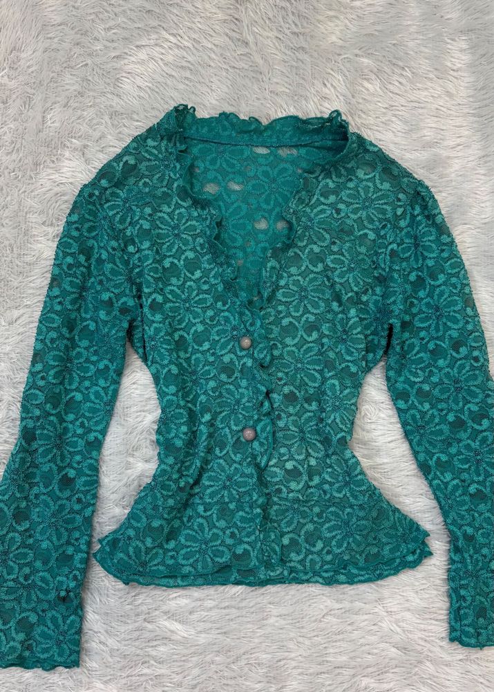 Beautiful Teal Lace Blouse