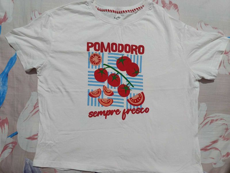 White Pomodoro Tomato Graphic T-Shirt