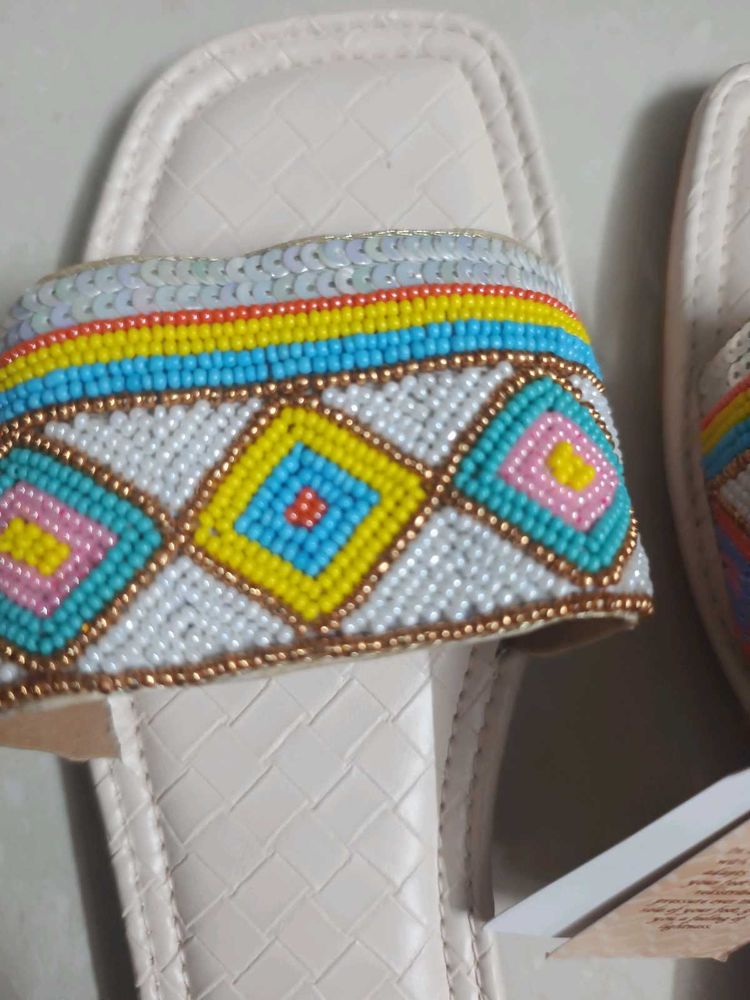 Boho Beaded Flat Sandals