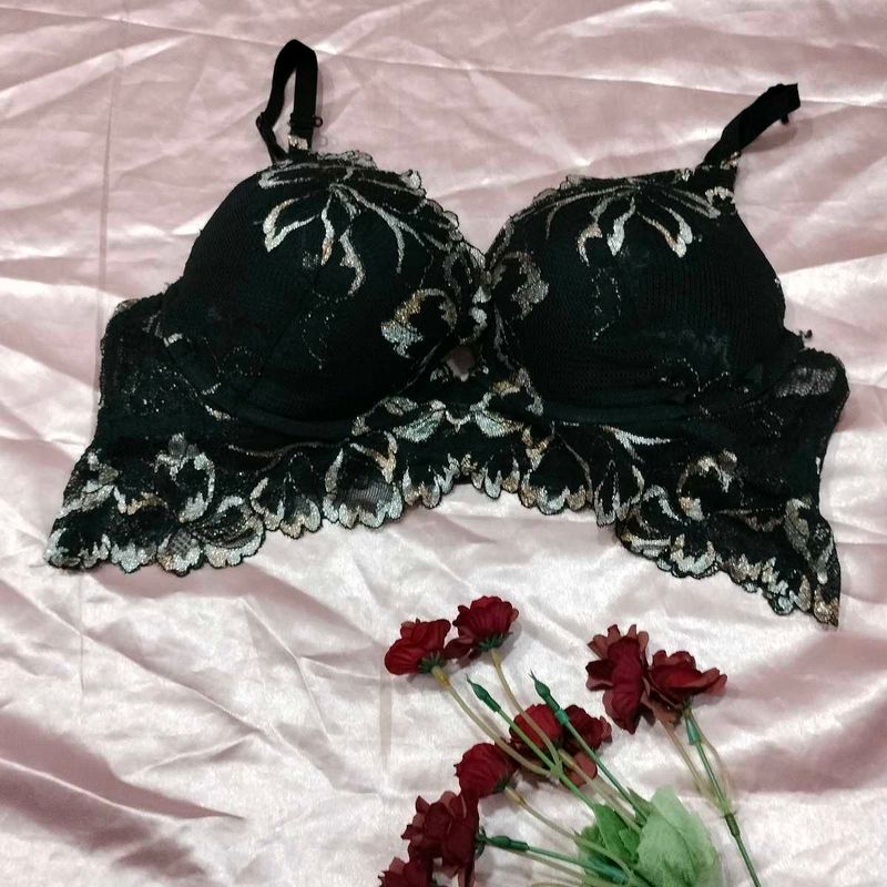Black Lace Padded Bra