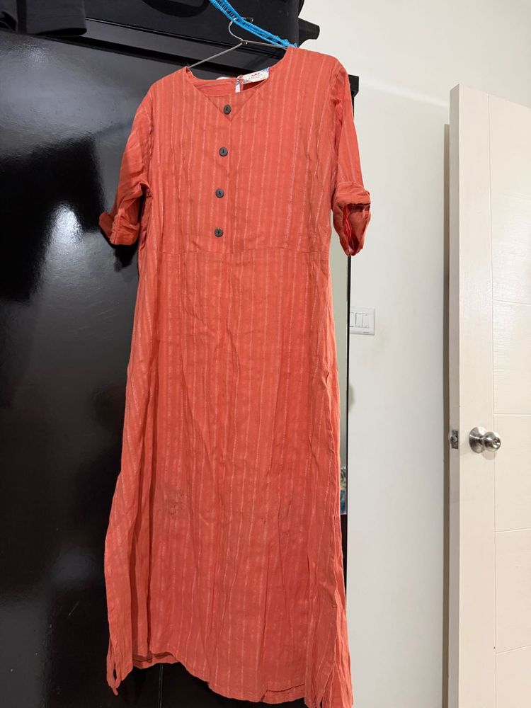 Orange Striped Kurta
