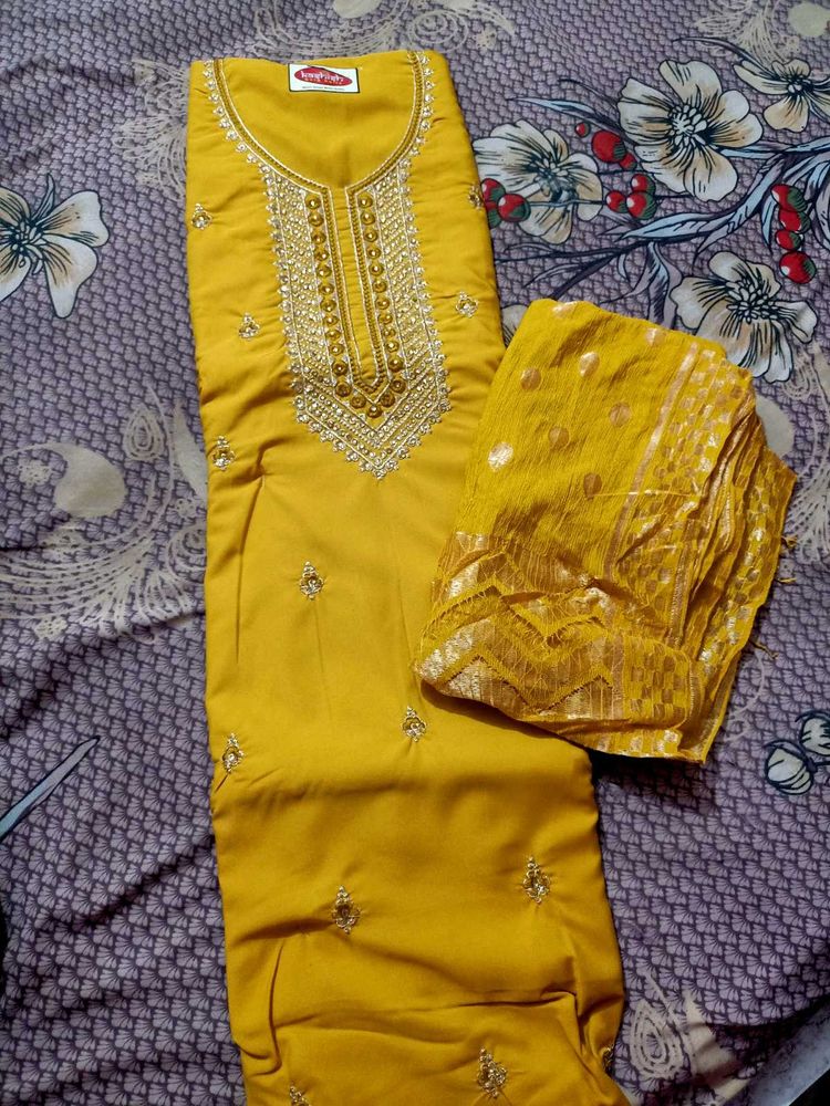 Elegant Yellow Kurta Set with Dupatta