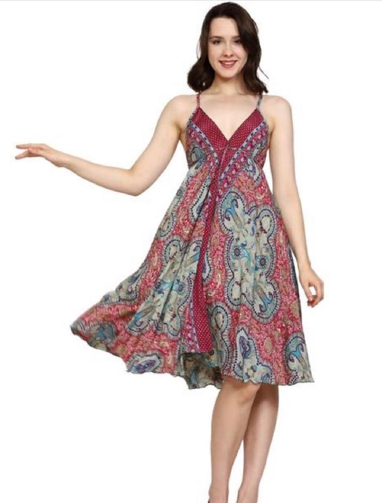 Boho Paisley Print Summer Dress