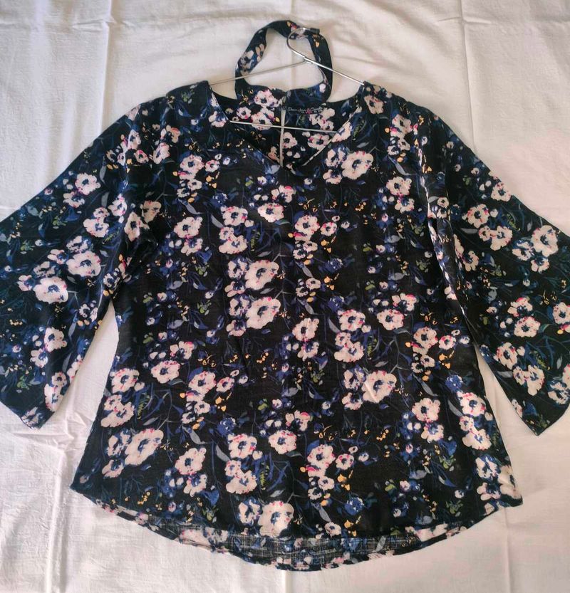 Floral Print Top with Bell Sleeves