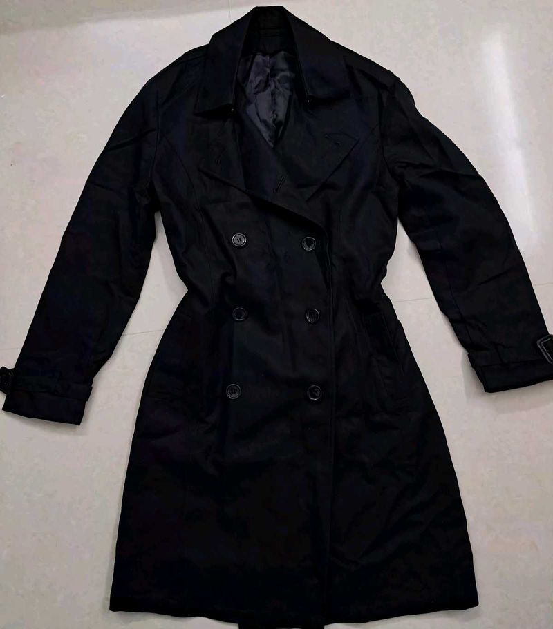 Classic Black Double-Breasted Trench Coat