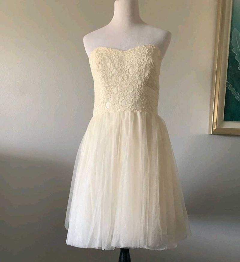 Chic Lace &amp; Tulle Strapless Dress