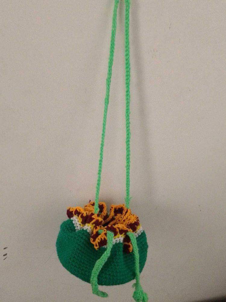 Handmade Crochet Drawstring Pouch