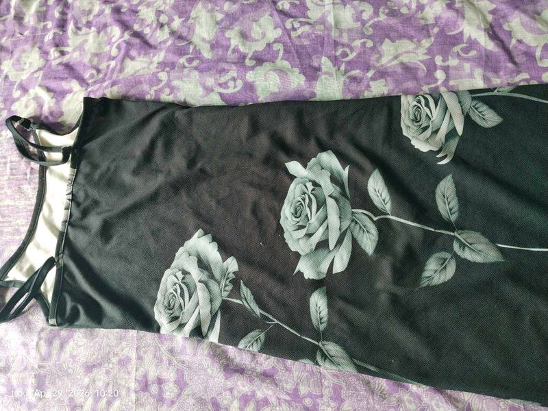 Black Rose Print Maxi Dress