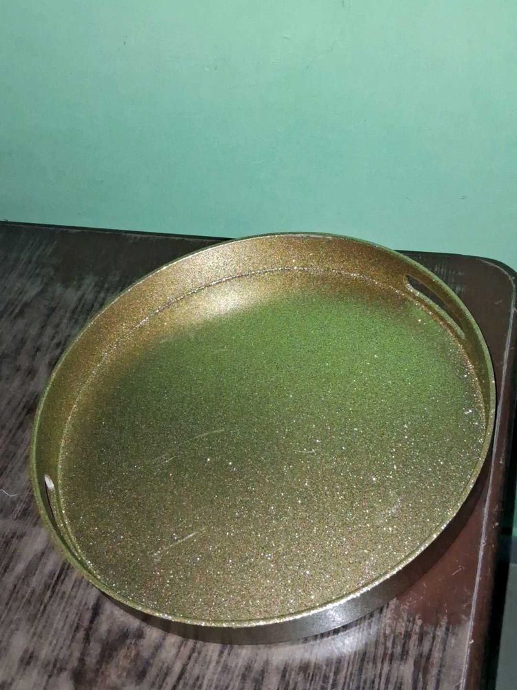 Sparkling Gold Round Serving Tray