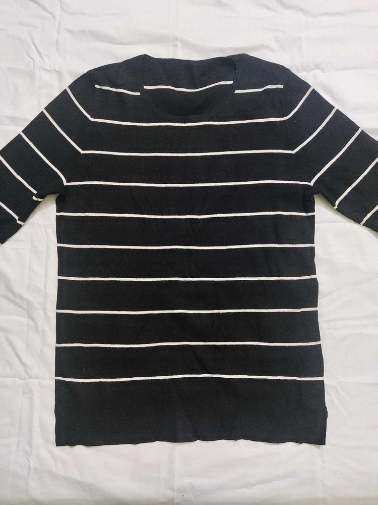 Classic Striped Black and White Top