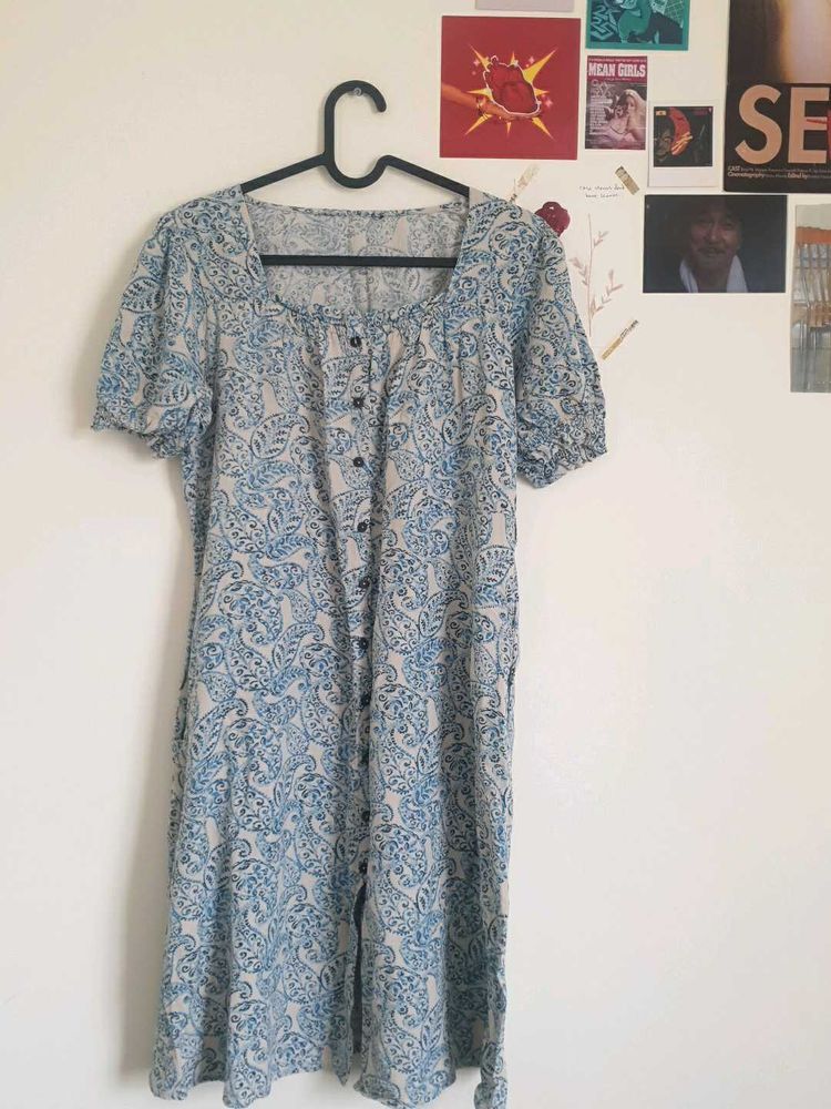 midi paisley print linen dress