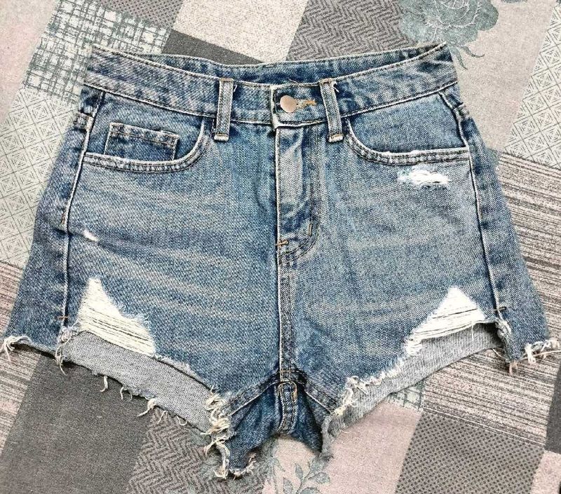 Distressed Denim Shorts
