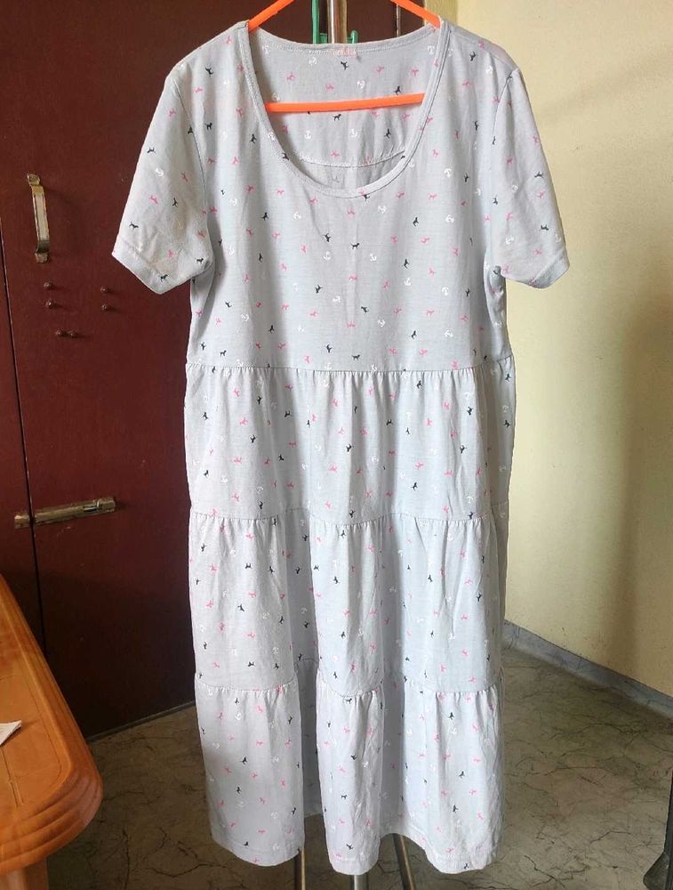 Tiered Midi Dress with Cute Print