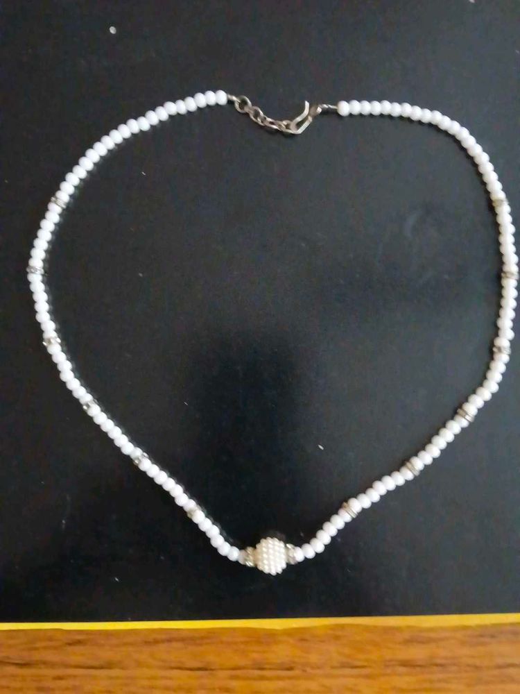 Elegant White Beaded Necklace