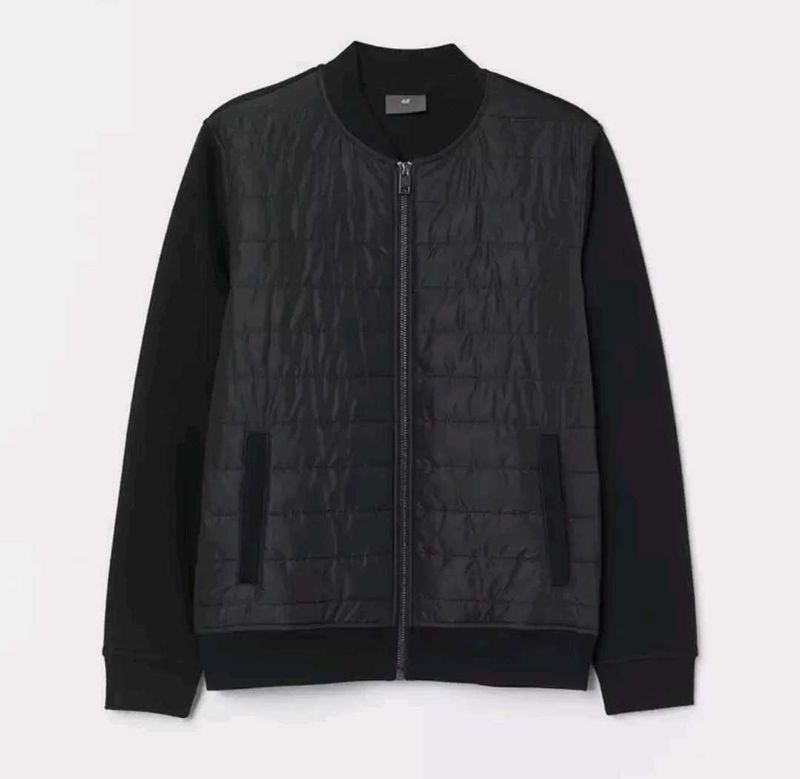 H&amp;M Men Black Quilted Bomber Jacket