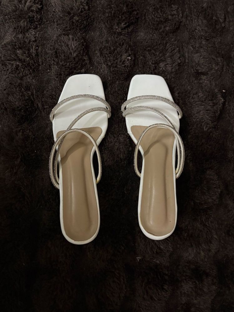 NEW Sparkling White Flat Sandals