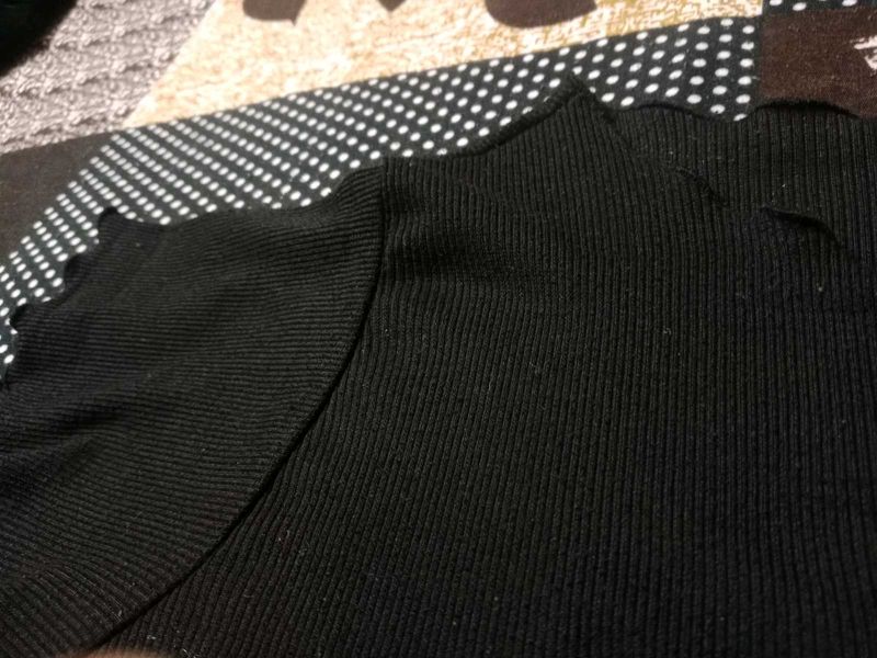 Black Ribbed Knit Top