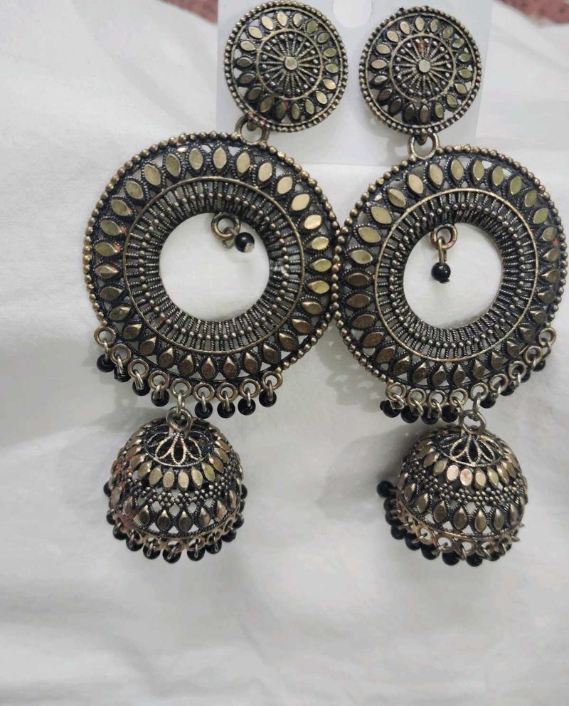 Oxidized Jhumka Earrings