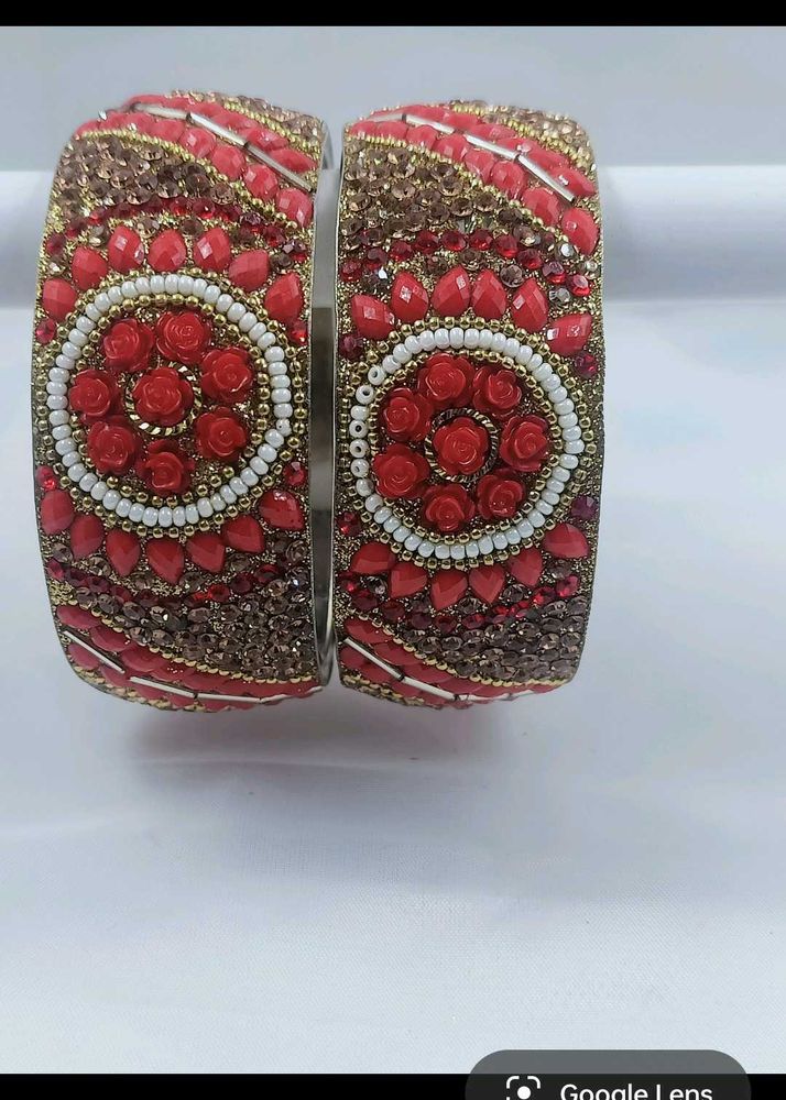 Red &amp; Gold Beaded Bangles