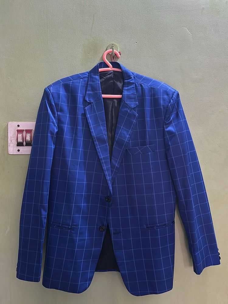 Men's Blue Checked Blazer