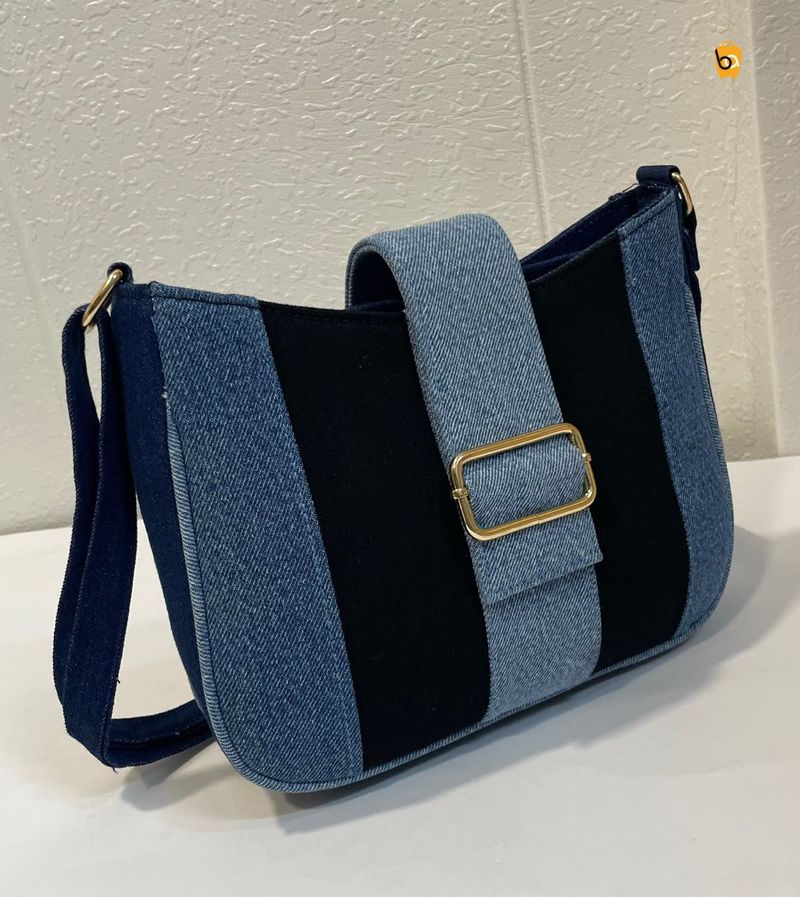 Stylish Denim Patchwork Shoulder Bag