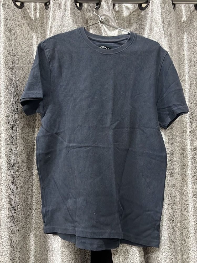 Men's Dark Grey Ribbed T-Shirt