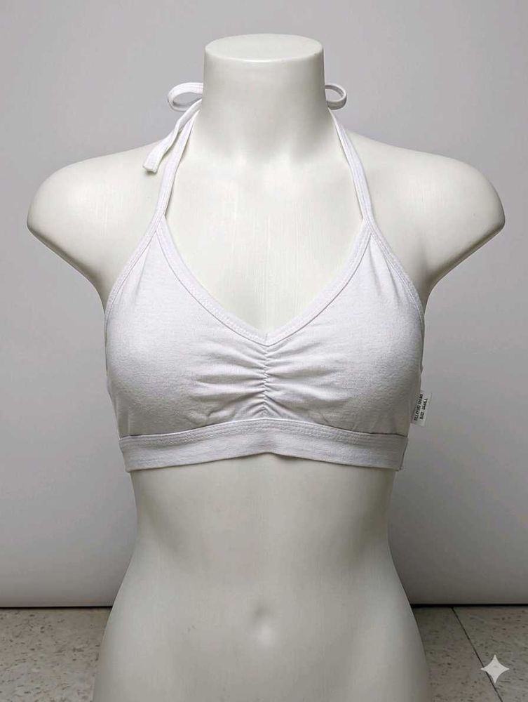 White Halter Neck Sports Bra