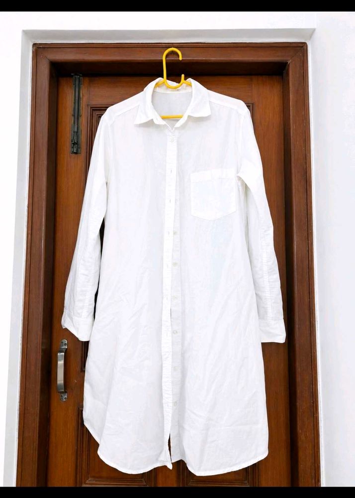Classic White Button-Up Shirt Dress