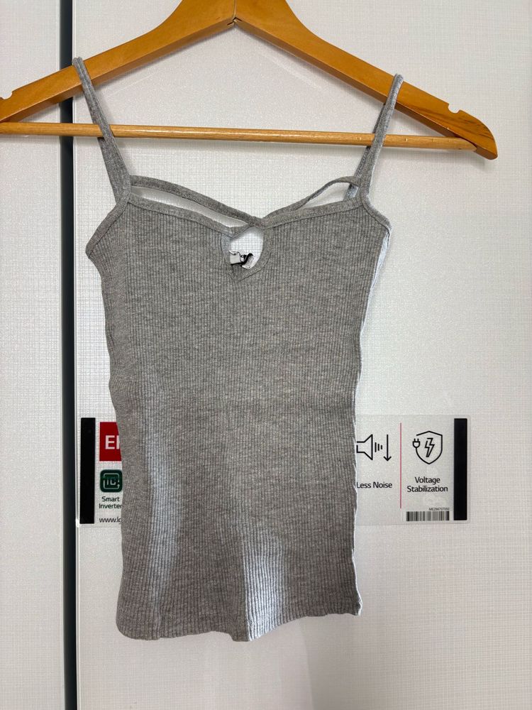 Gray Ribbed Tank Top