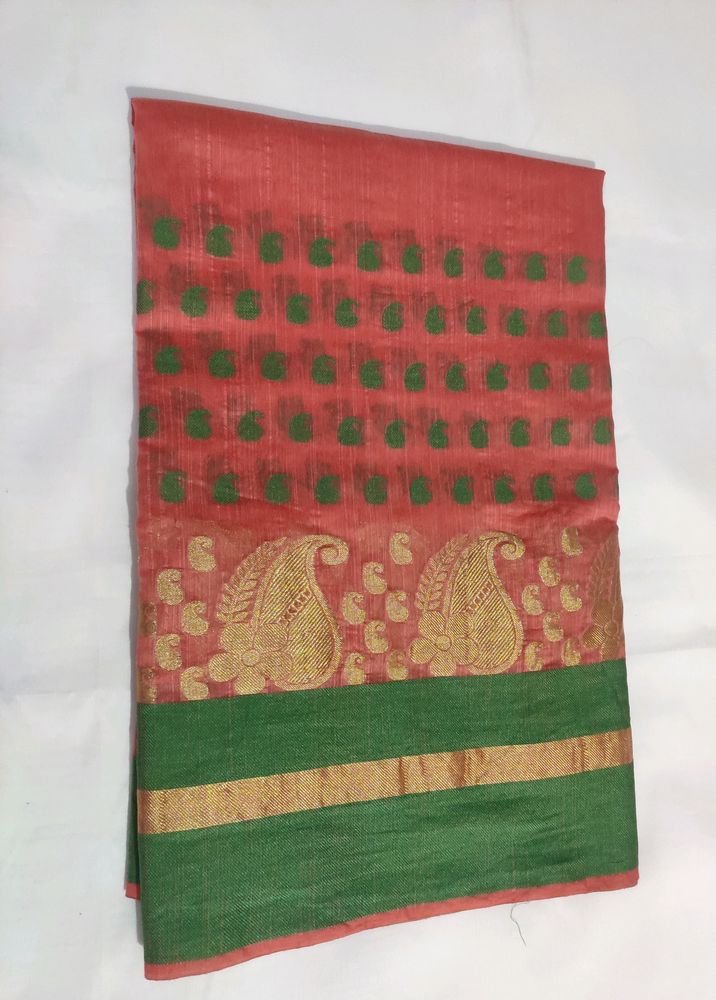 Golden Zari Kolka Design Saree