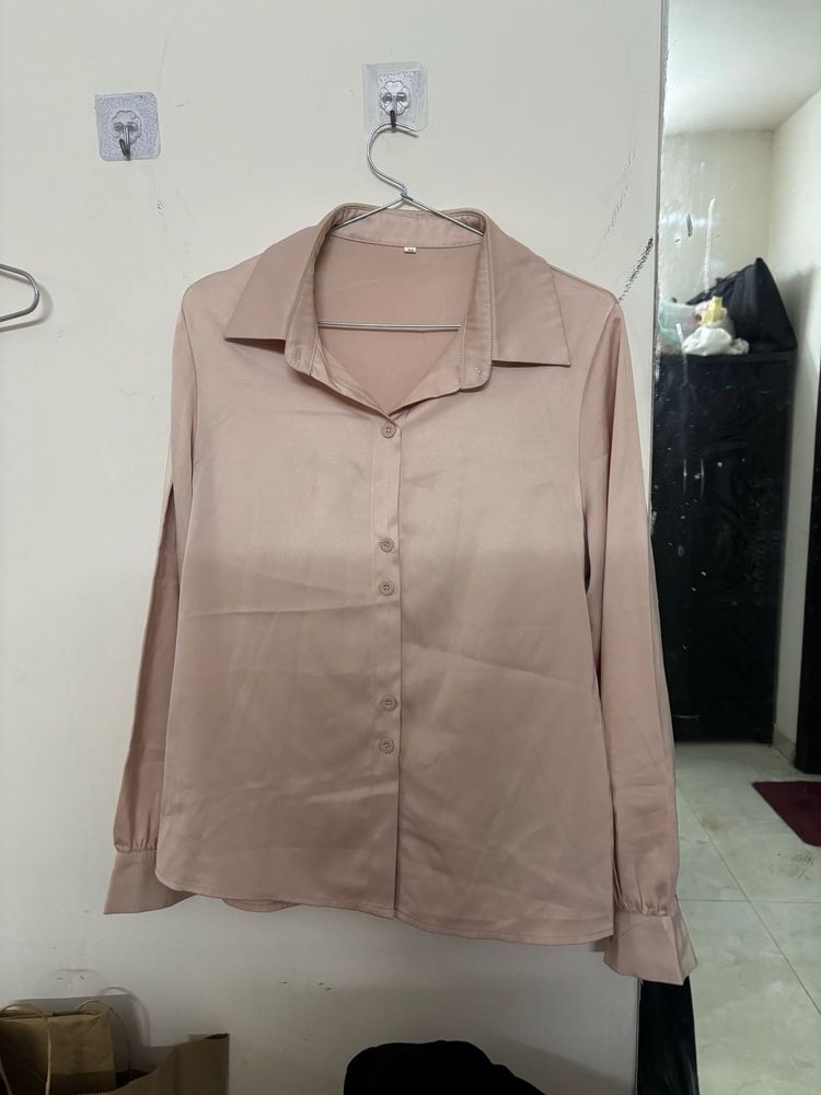 Elegant Satin Button-Up Blouse