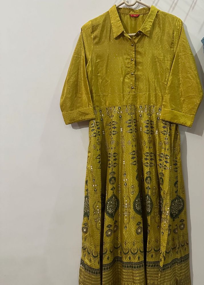 Mustard Yellow Kurta with Embellishments