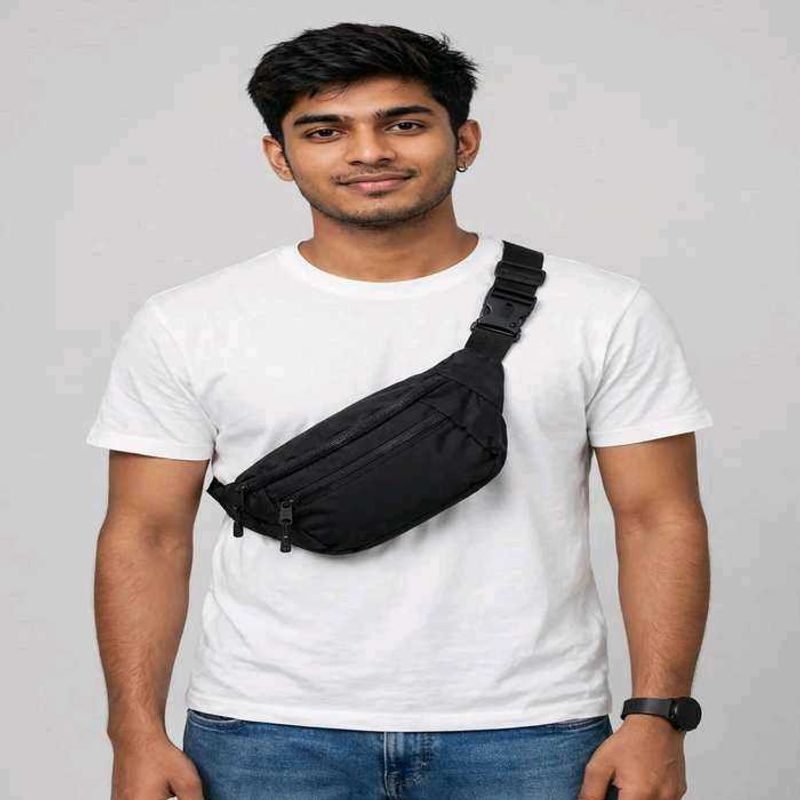 Unisex Black Waist Bag