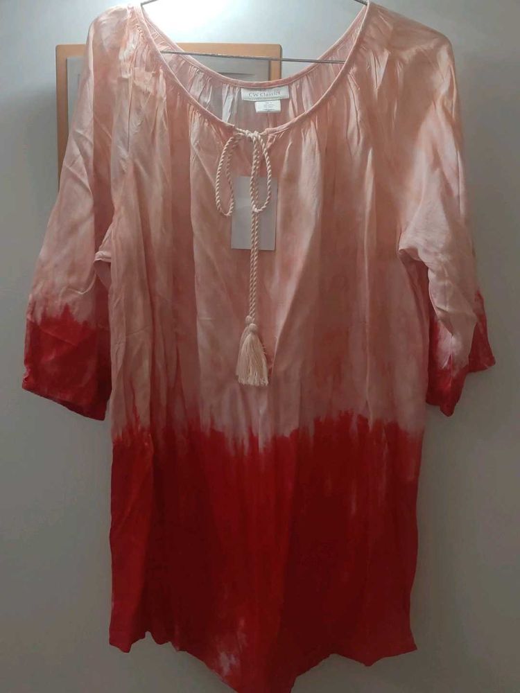 Tie-Dye Tassel Tunic Top
