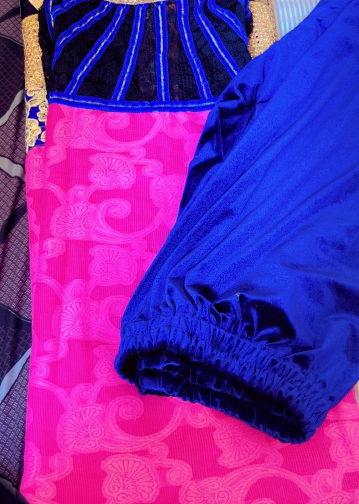 Vibrant Pink &amp; Blue Kurta Set