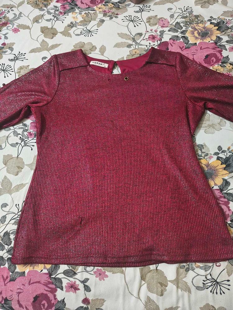 Sparkly Red Long Sleeve Top