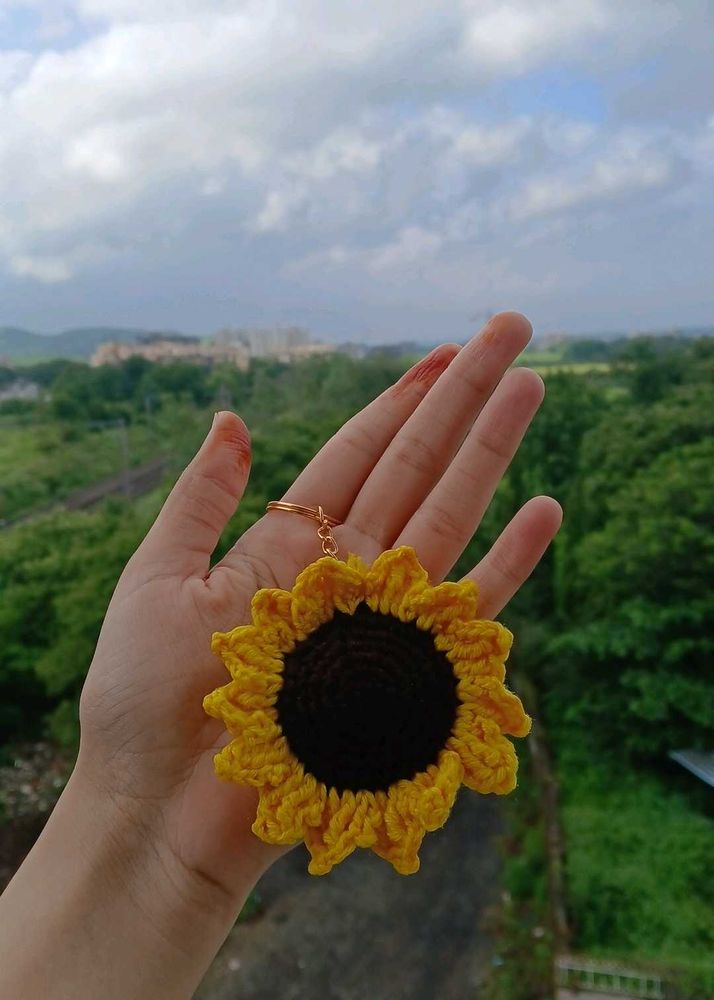 Handmade Crochet Sunflower Keychain
