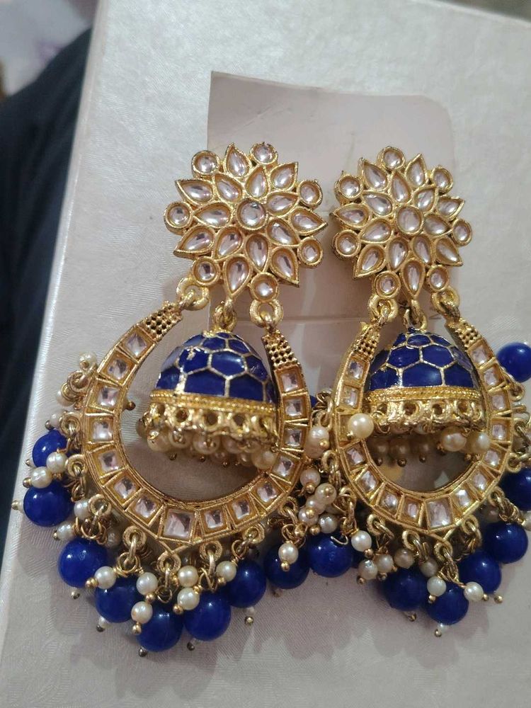 Blue Jhumka Earrings