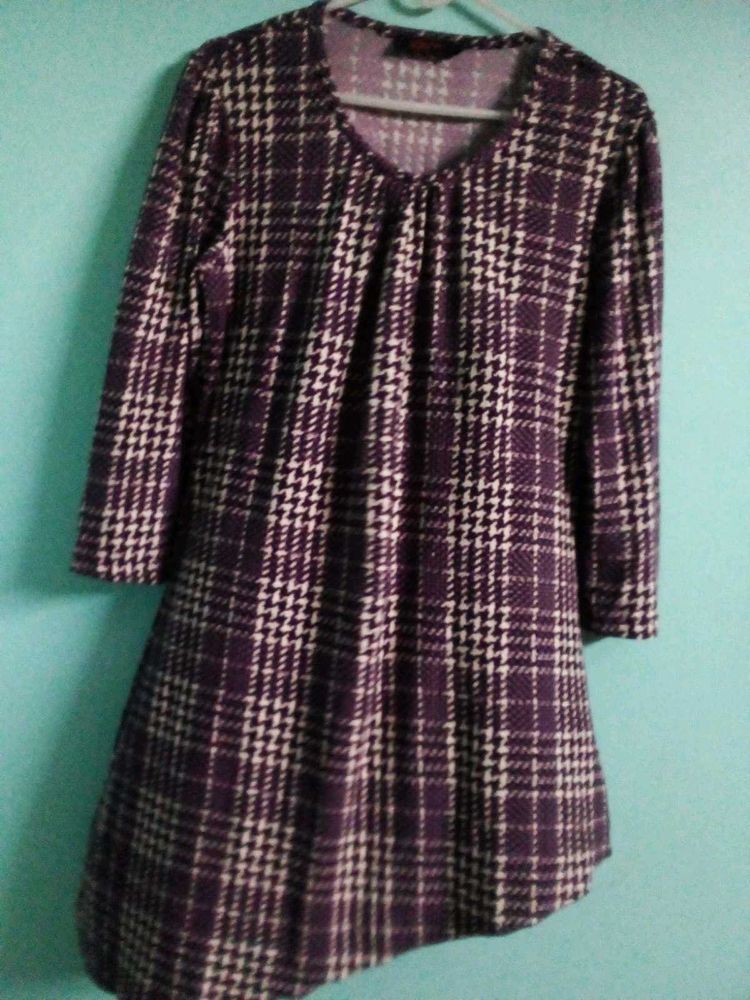 Chic Purple Houndstooth Top winterwear
