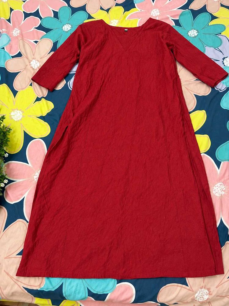 Elegant Red Cotton Kurta😍❤️