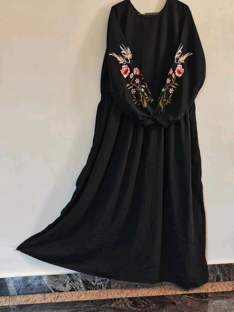 Black Embroidered Burqa