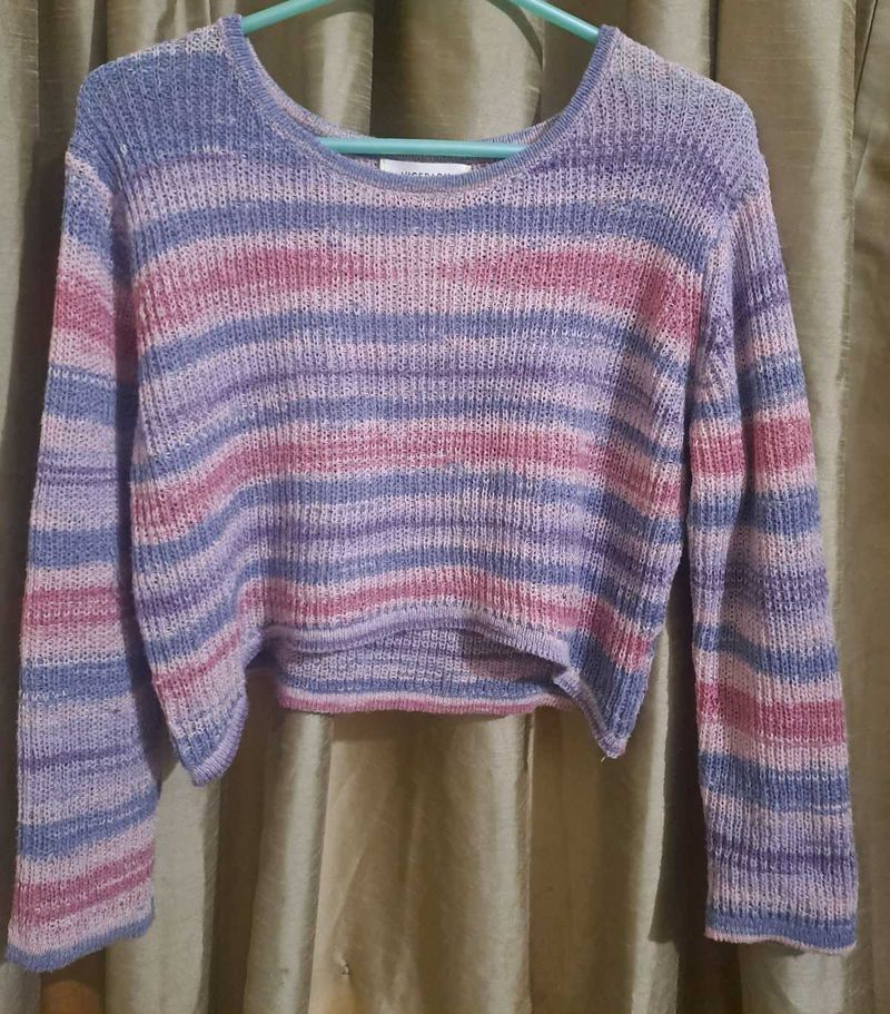 Striped Cropped Sweater (handmade)