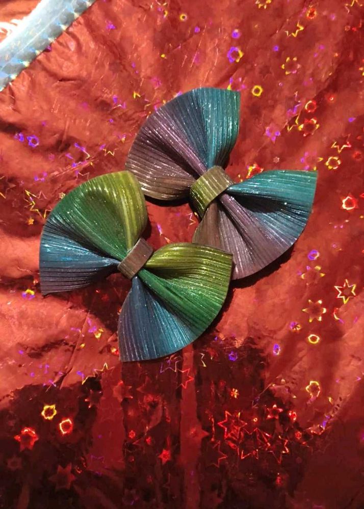 Sparkly Rainbow Bow Hair Clips
